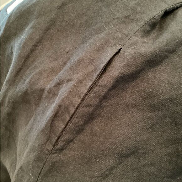 COLDWATER CREEK SIZE 10 BLACK 100% LINEN OPEN LONGLINE BLAZER - Picture 6 of 8